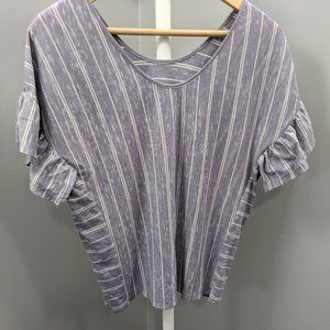Maurices Striped Ruffle Short Sleeve Tee